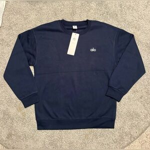 Alo Accolade crew neck pullover navy size L NWT